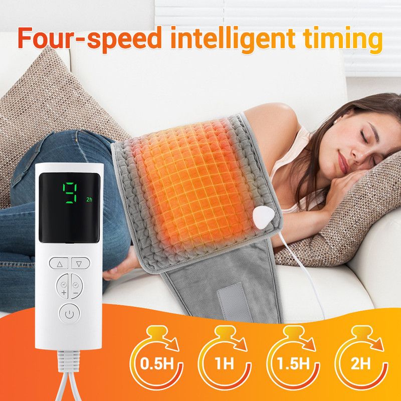 Electric Heating Waist Wrap Belt 9 Heat Levels 4 Timer Auto Off, Soft Plush Thermal Heating Pad for Back Abdomen Shoulder Relief