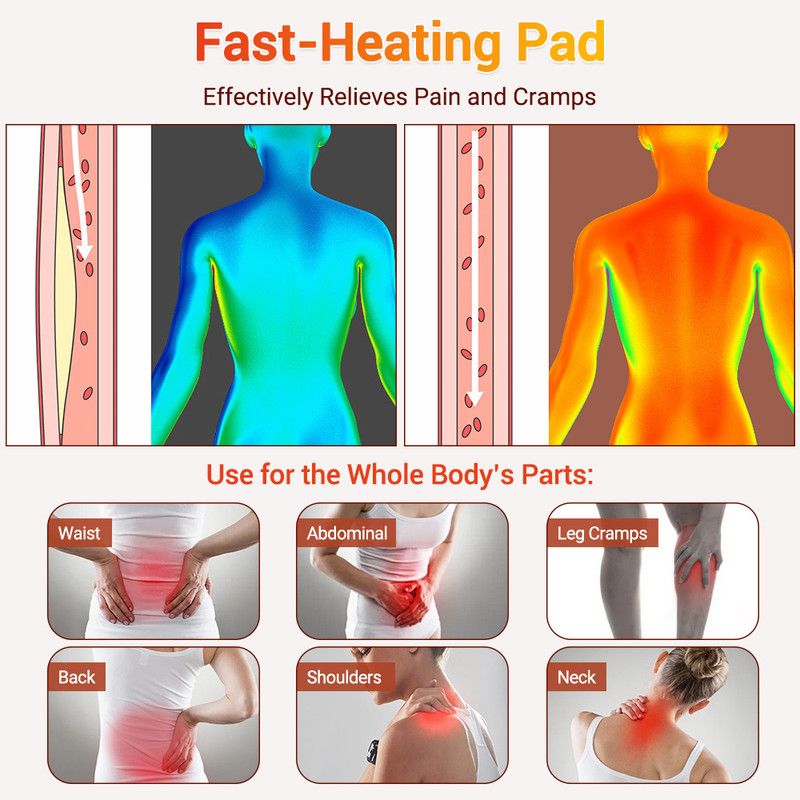 Electric Heating Waist Wrap Belt 9 Heat Levels 4 Timer Auto Off, Soft Plush Thermal Heating Pad for Back Abdomen Shoulder Relief