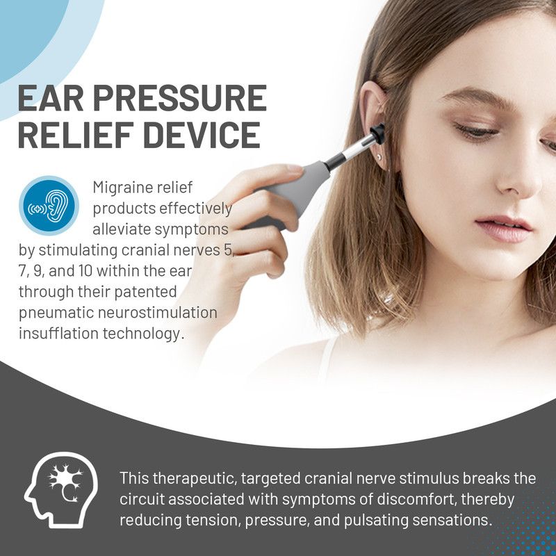 Ear Pressure Relief Tool Handheld Ear Pressure Reducer for Head Tension Discomfort Relief-gray