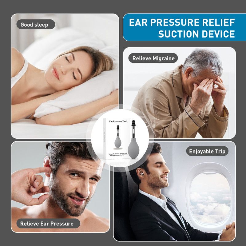 Ear Pressure Relief Tool Handheld Ear Pressure Reducer for Head Tension Discomfort Relief-gray