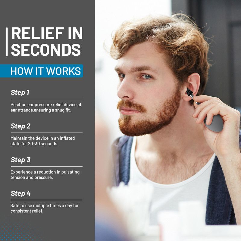 Ear Pressure Relief Tool Handheld Ear Pressure Reducer for Head Tension Discomfort Relief-black
