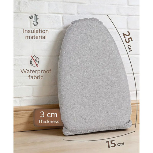 1 piece - Handheld ironing pad - Heat-resistant ironing mat - Portable ironing aid - Ironing tool - Steam glove with finger loops - Mini ironing board - Ironing board - Ironing pad - 24 x 15 cm - Gray