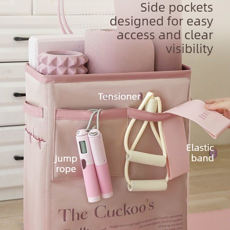 Yoga Mat Storage Basket – Fitness Equipment & Sports Gear Organizer – Rose Pink