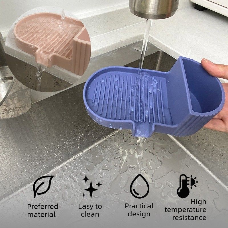 Silicone Soap Dish – Universal Non-Slip Soap Holder Tray for Handmade Soap – Dark Blue
