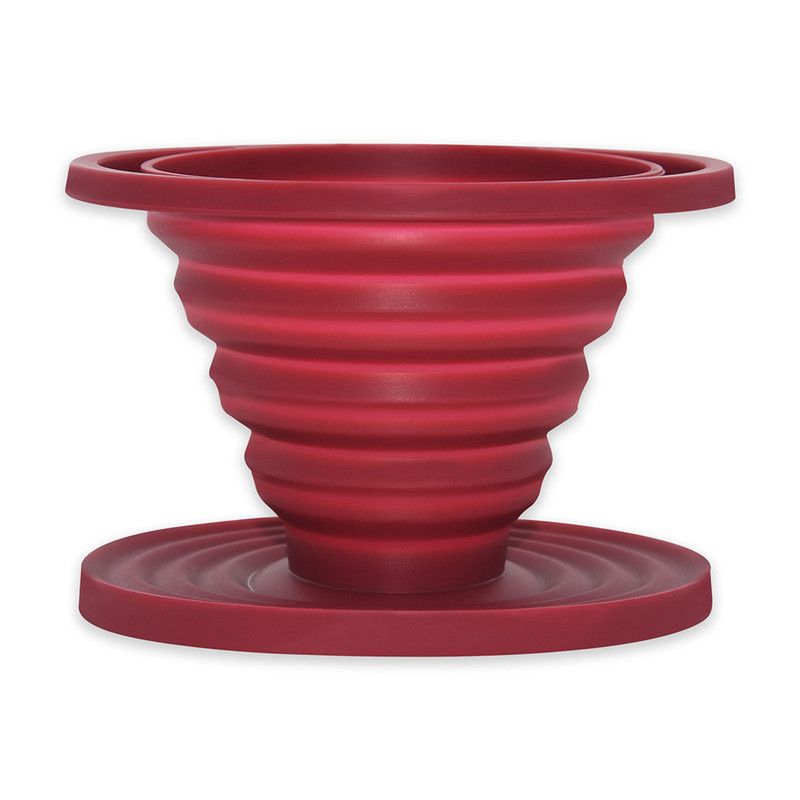 Food-Grade Silicone Foldable Coffee Dripper – Portable Outdoor Pour-Over Filter – Red