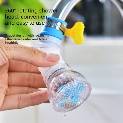 360 Rotating Tap Water Filter Nozzle, Multilayer Water Purifier Tap Adapter, Water Saving Shower Head Filter for Kitchen Sink-Blue