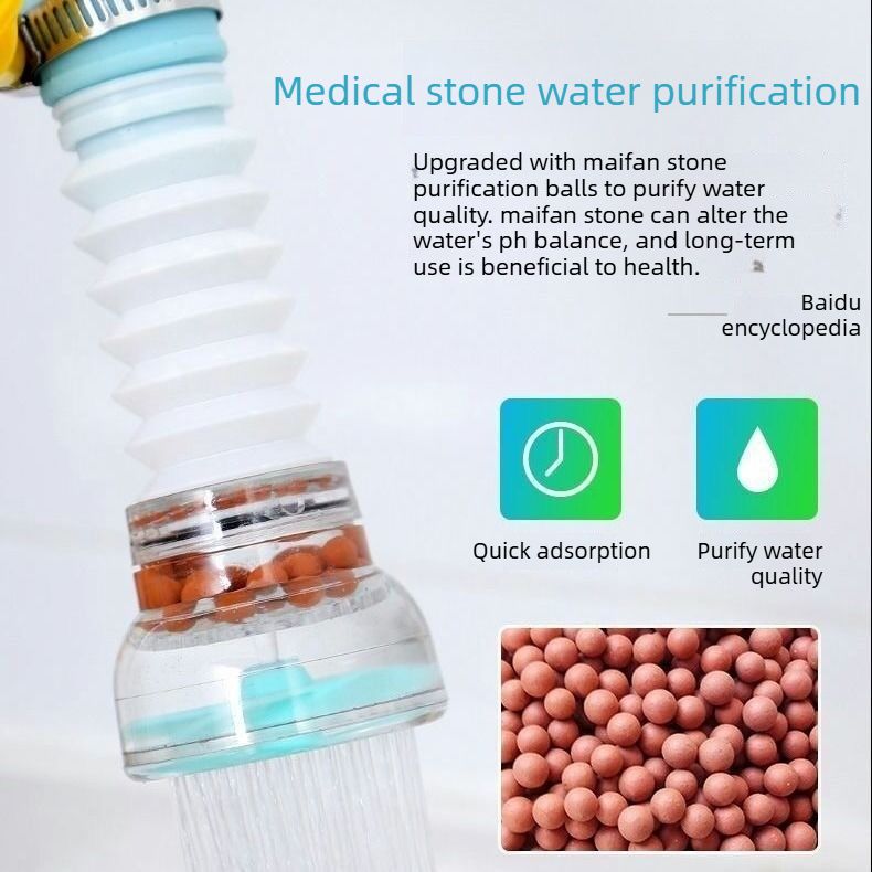 360 Rotating Tap Water Filter Nozzle, Multilayer Water Purifier Tap Adapter, Water Saving Shower Head Filter for Kitchen Sink-Blue