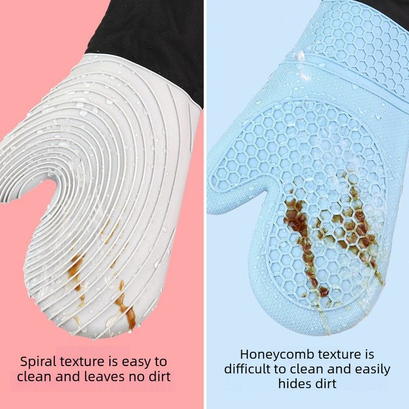 Heat Resistant Silicone Oven Mitts Non Slip Double Layer Cooking Baking Gloves For Kitchen BBQ-Purple