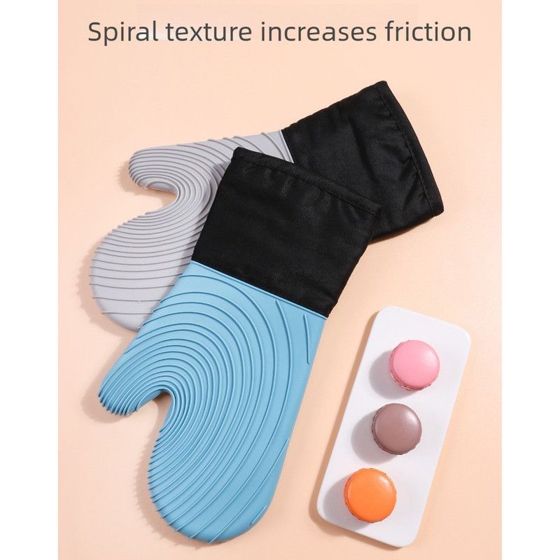 Heat Resistant Silicone Oven Mitts Non Slip Double Layer Cooking Baking Gloves For Kitchen BBQ-Purple