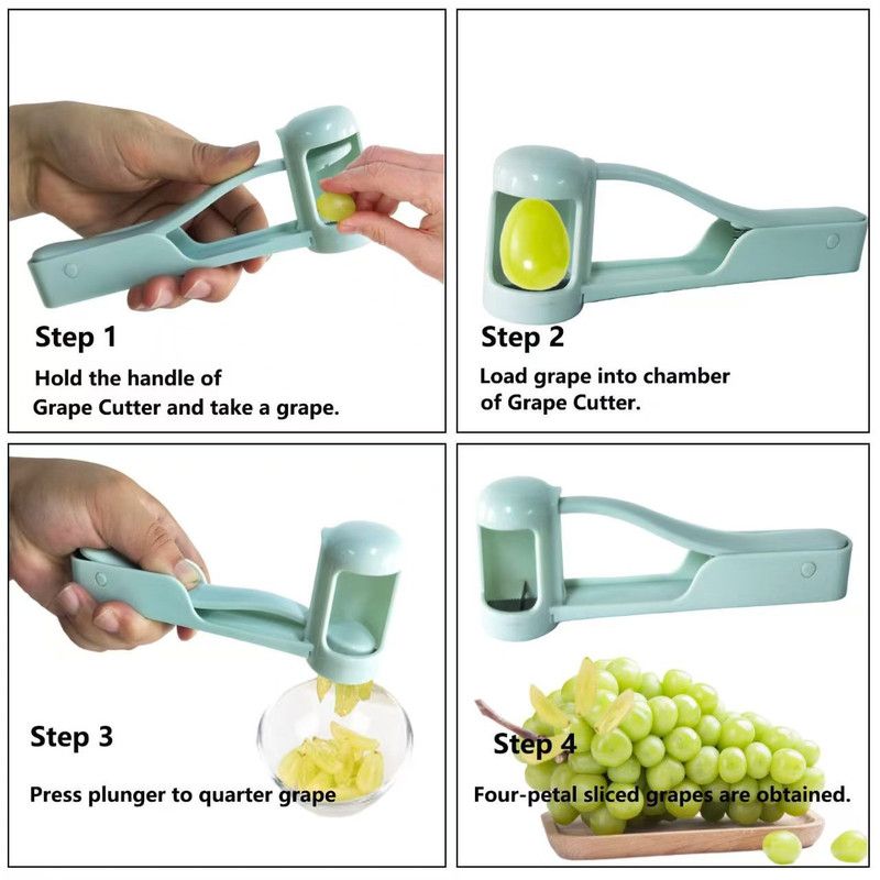 One Hand Fruit Slicer Corer Cutter Tool, Multi Blade Quick Fruit Wedge Cutter, Portable Handheld Fruit Divider for Apple Pear-blue