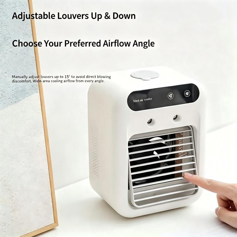 Portable Desk Air Cooler Fan, 2-Speed Mist Humidifier, 500ml Water Tank, USB Rechargeable, Quiet Personal Evaporative Cooler for Home Office Bedroom