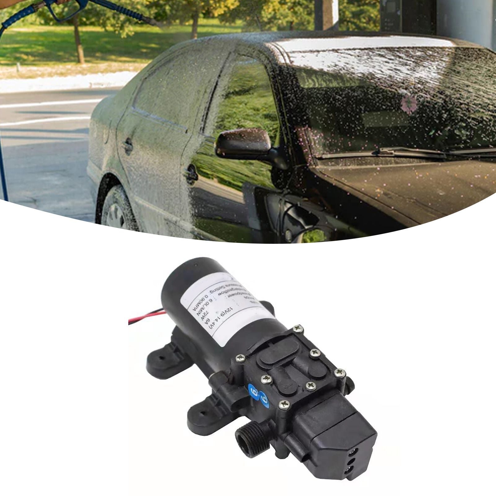High Pressure Diaphragm Pump Smart Electric 6L Flow Rate Self Priming Pump for Car Wash Agricultural DC12V 72W