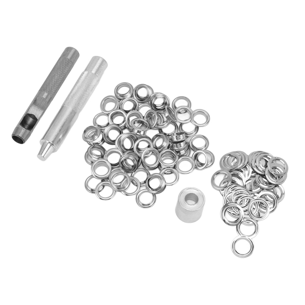 Grommet Tool Kit 100 Set Grommet Eyelets with Setting Tools Hole Cutter Mandrel for Tarps Handicraft
