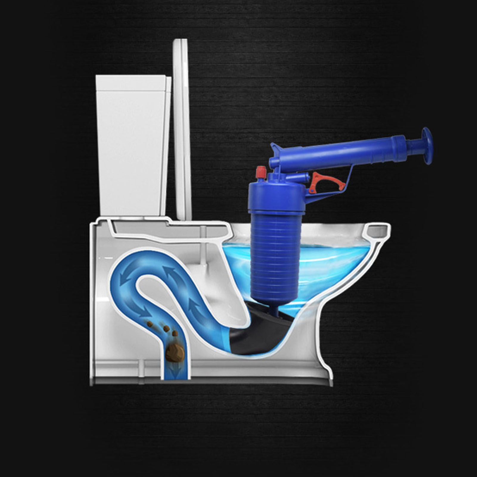 Air Plunger for Toilet Blue Household Air Toilet Drain Blaster Plunger for Floor Drain Sink Sewer Bathtub
