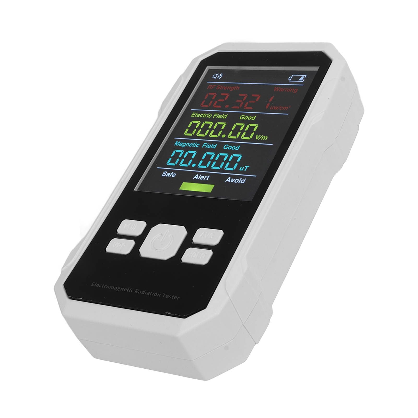 Radiation Detector RF Electric Magnetic Field Strength Detection Handheld Electromagnetic Radiation Meter White