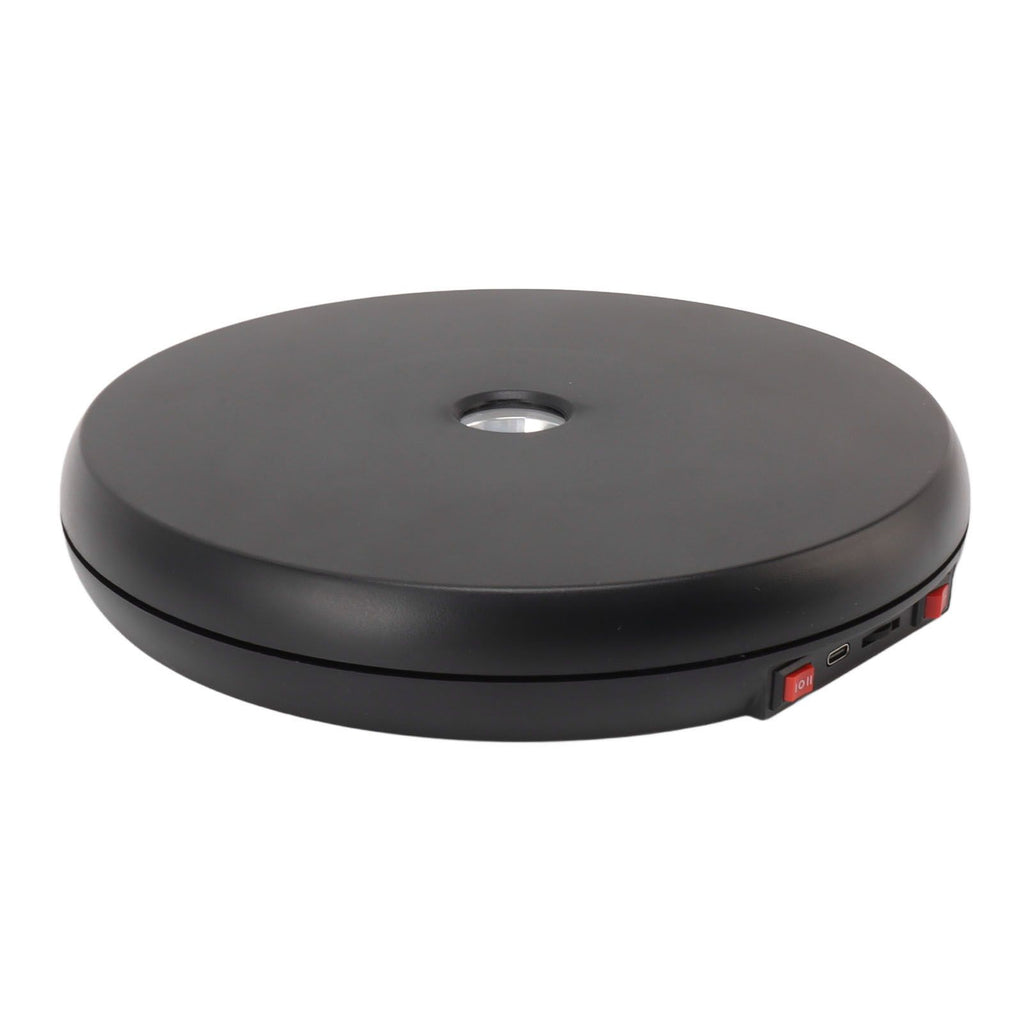 Electric Rotating Display Table LED Light 25cm Noiseless 20kg Load Capacity Turntable Display Stand for Jewelry Black
