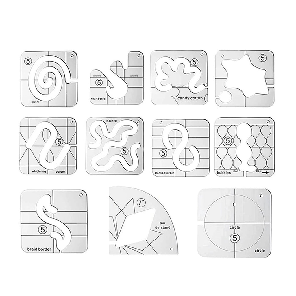 11 Pcs DIY Quilting Template Set Domestic Sewing Acrylic Templates Ruler Series 5 for DIY Machine Quilting Ruler