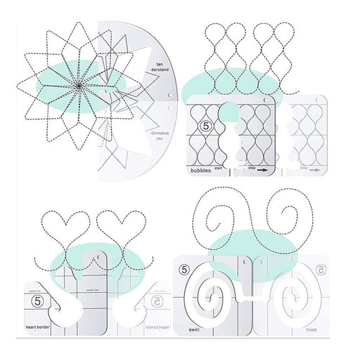 11 Pcs DIY Quilting Template Set Domestic Sewing Acrylic Templates Ruler Series 5 for DIY Machine Quilting Ruler