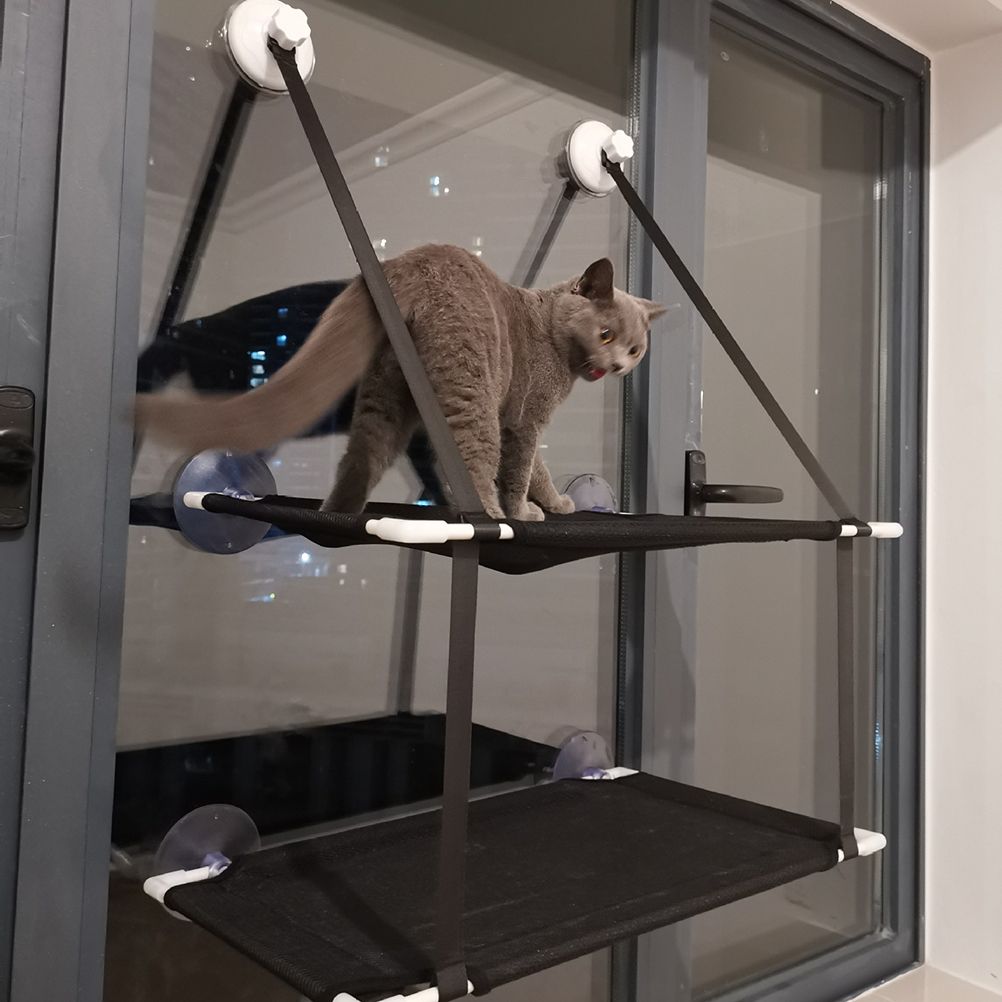 Double Layer Cat Window Hammock Cat Window Perch Strong Suction Cups Cat Hammock for Window Kitty Sunny Seat