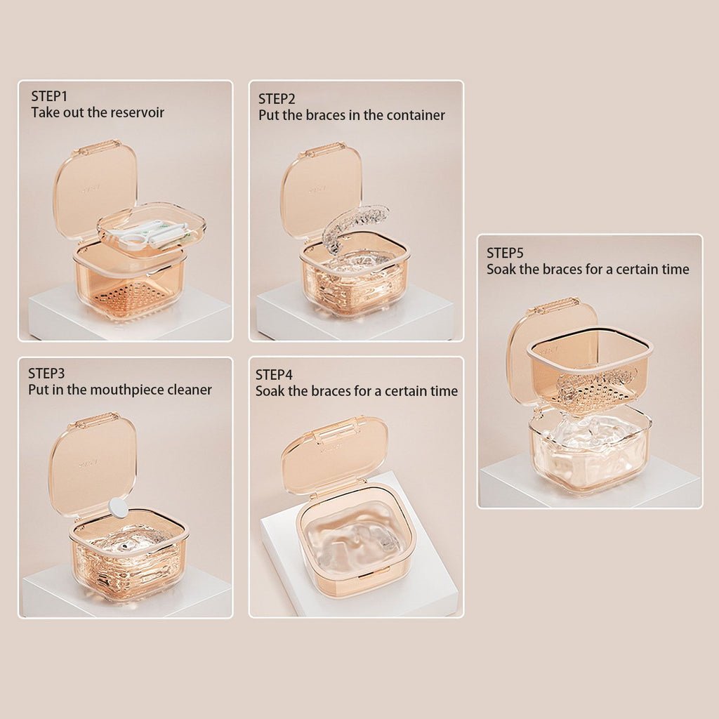 Three Layer Braces Case Denture Retainer Orthodontic Organizer Drainage Layered Portable Denture Bath Cup