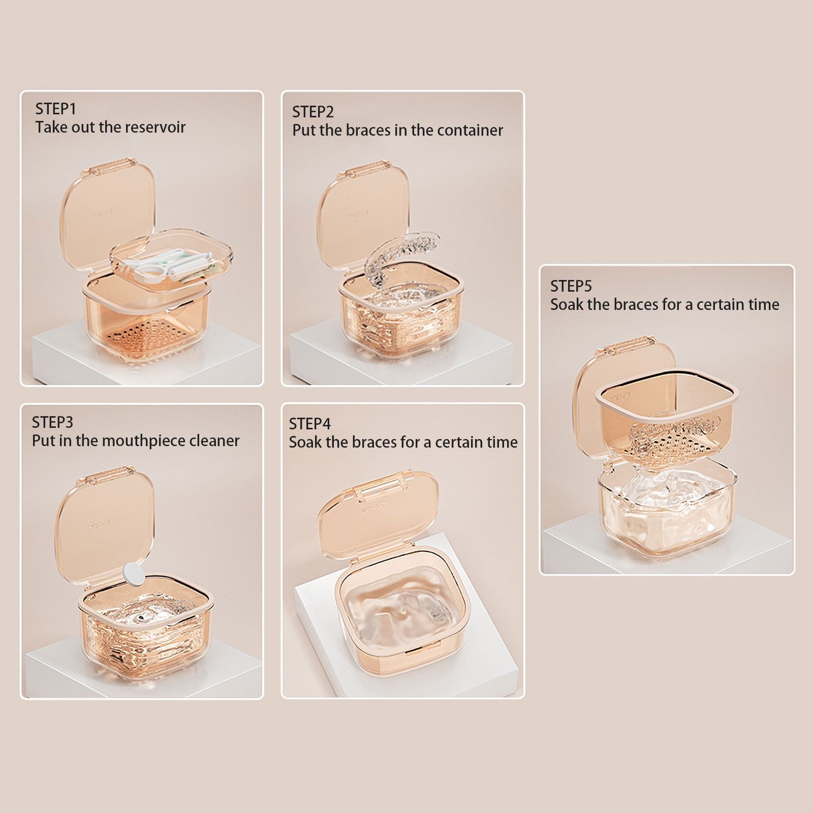 Three Layer Braces Case Denture Retainer Orthodontic Organizer Drainage Layered Portable Denture Bath Cup