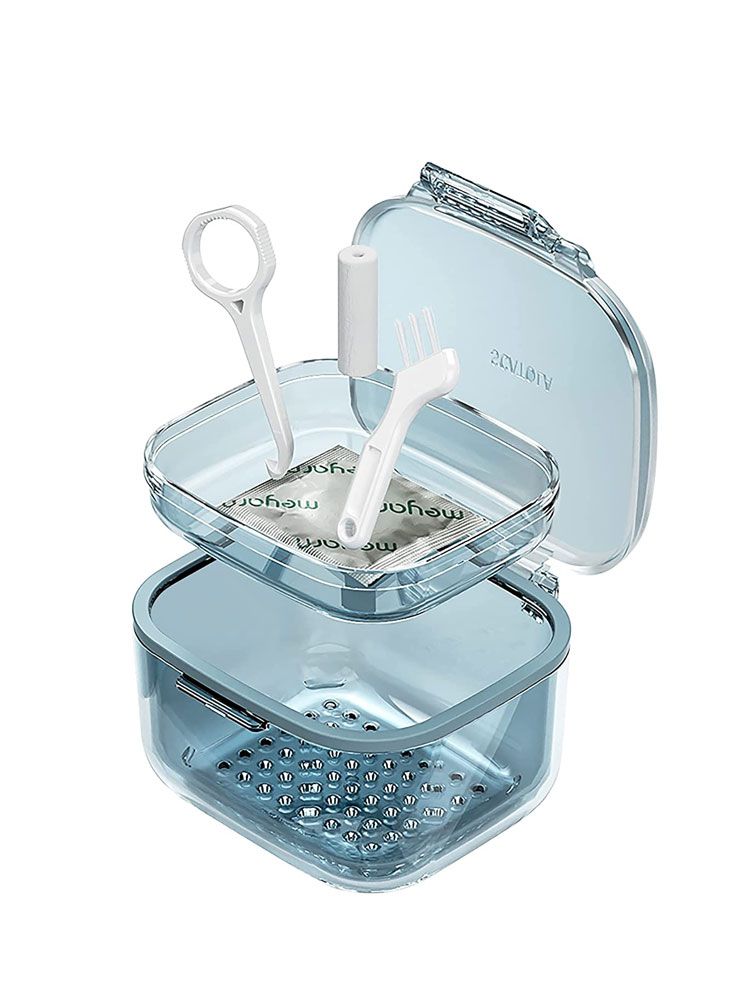 Three Layer Braces Case Denture Retainer Orthodontic Organizer Drainage Layered Portable Denture Bath Cup