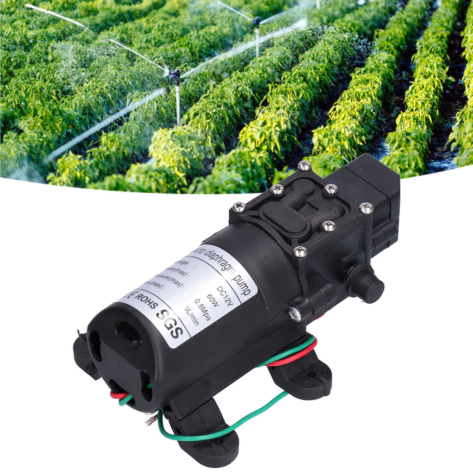12V Water Pressure Diaphragm Pump 60W Self Priming Booster Sprayer Pump for Garden Irrigation Swimming Pools