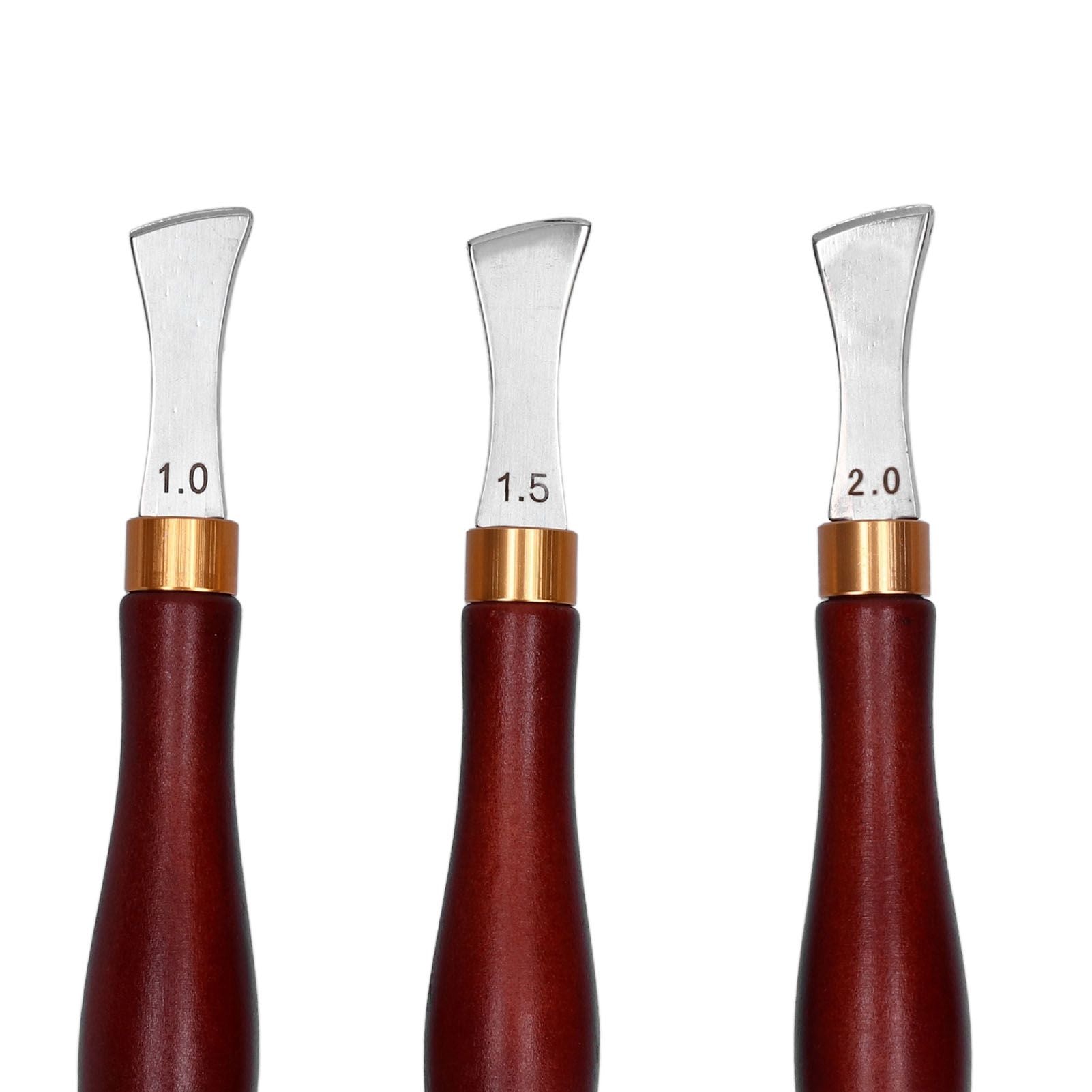 4pcs Leather Edgers Sharp Professional Trimming Working Kit with Wooden Handle for DIY Craft Leather Cutting