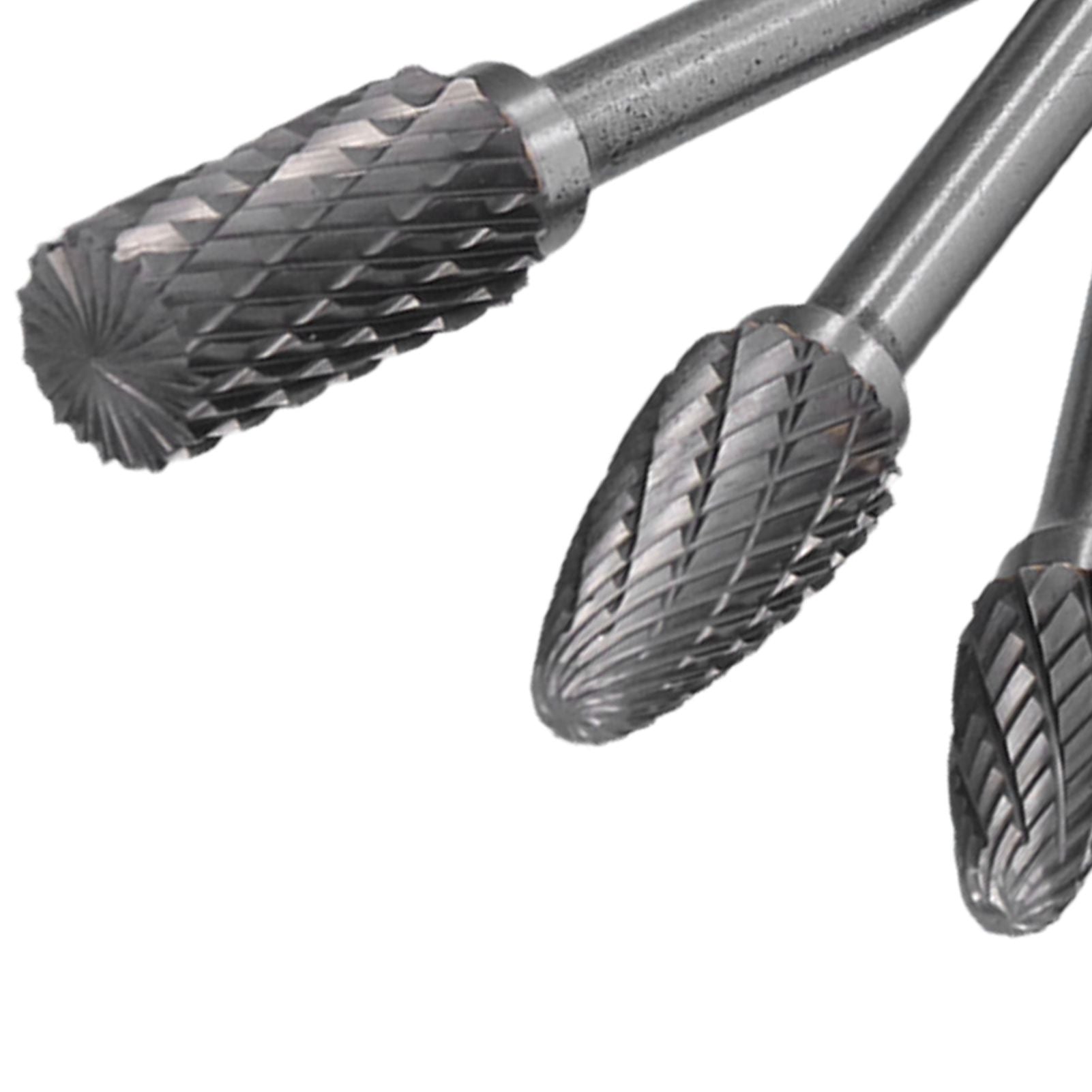 8pcs Tungsten Carbide Burr Bits Dia 6mm Rotary File Set for Wood Carving Metal Working