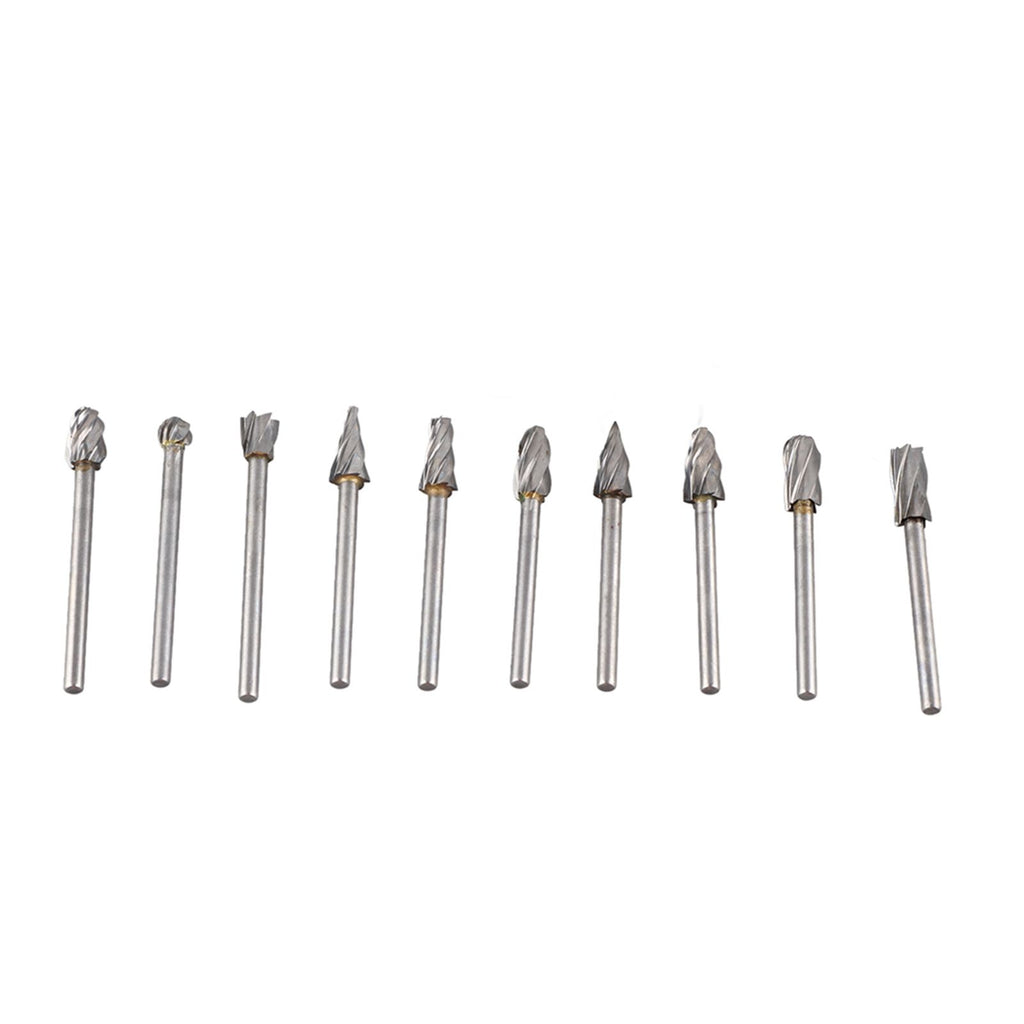 10Pcs Carbide Burr Set Alloy Tungsten Steel High Hardness Wide Application for Dremel Wood Carving Bits for Woodworking