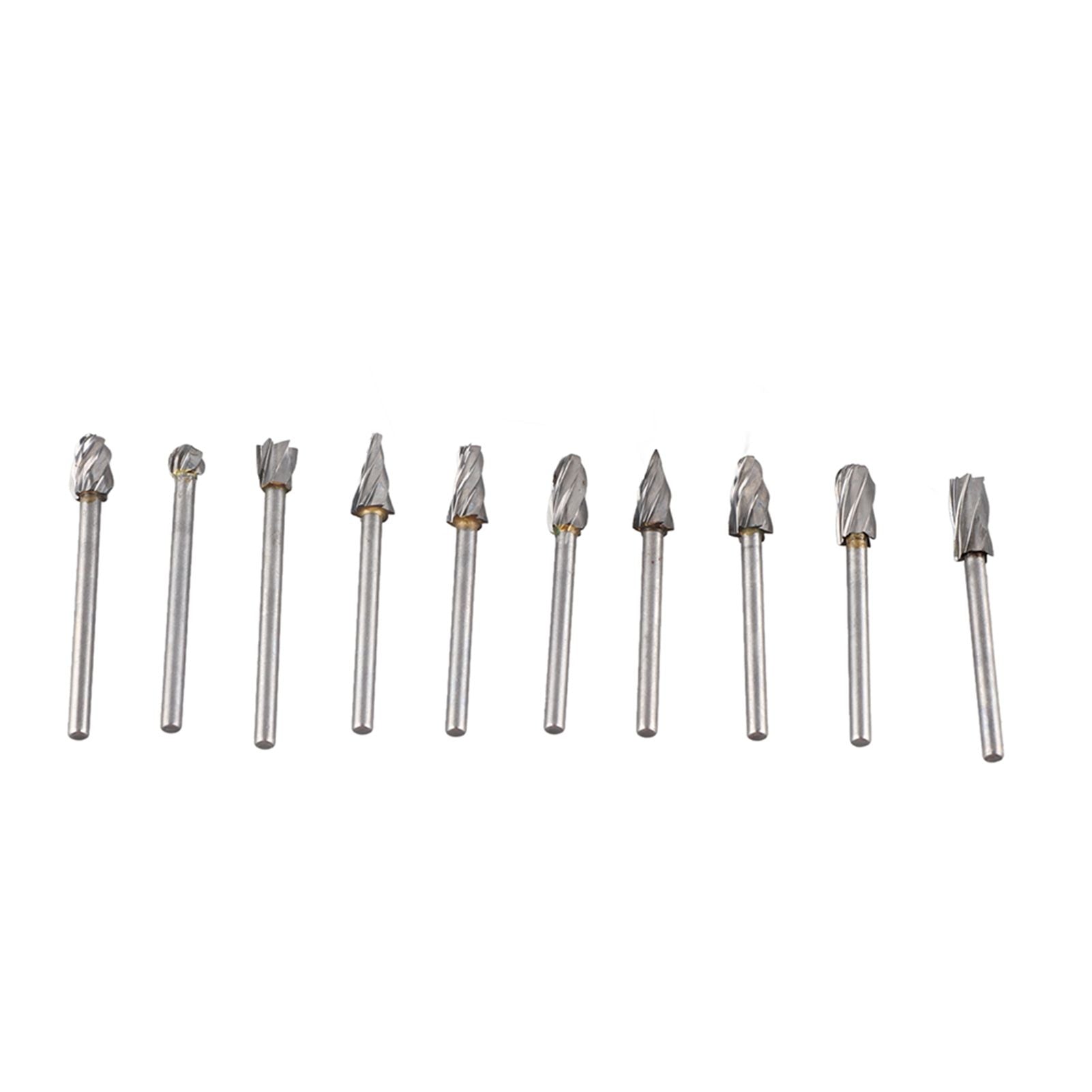 10Pcs Carbide Burr Set Alloy Tungsten Steel High Hardness Wide Application for Dremel Wood Carving Bits for Woodworking