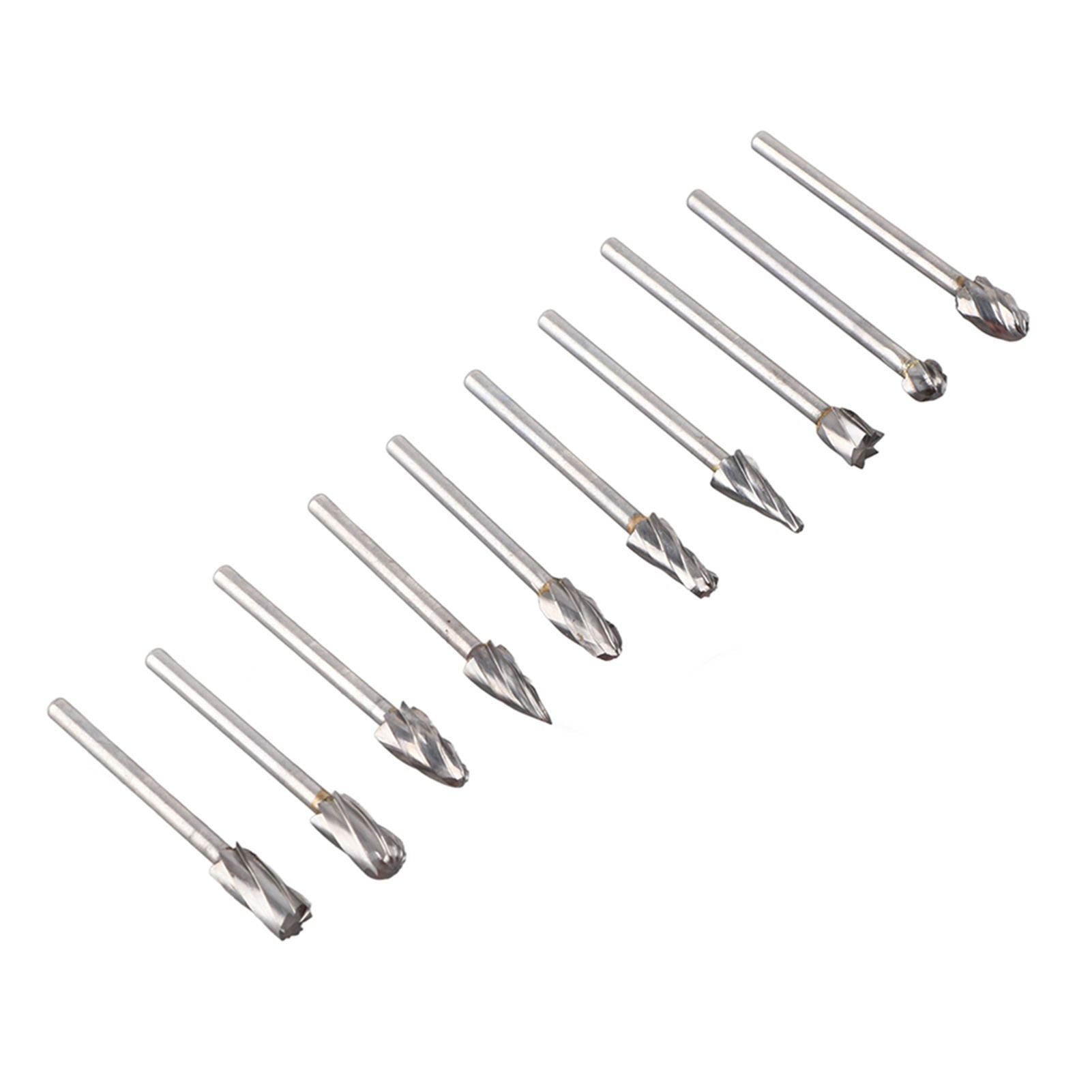 10Pcs Carbide Burr Set Alloy Tungsten Steel High Hardness Wide Application for Dremel Wood Carving Bits for Woodworking