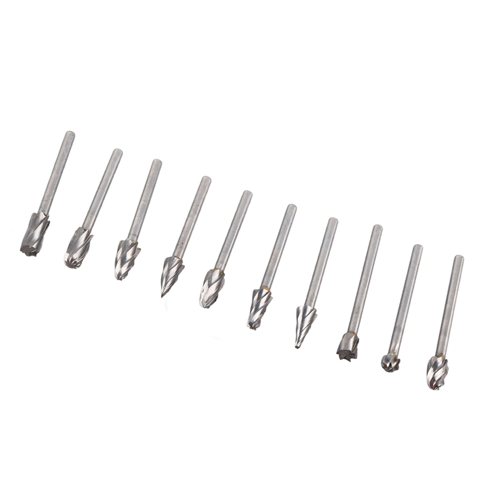 10Pcs Carbide Burr Set Alloy Tungsten Steel High Hardness Wide Application for Dremel Wood Carving Bits for Woodworking