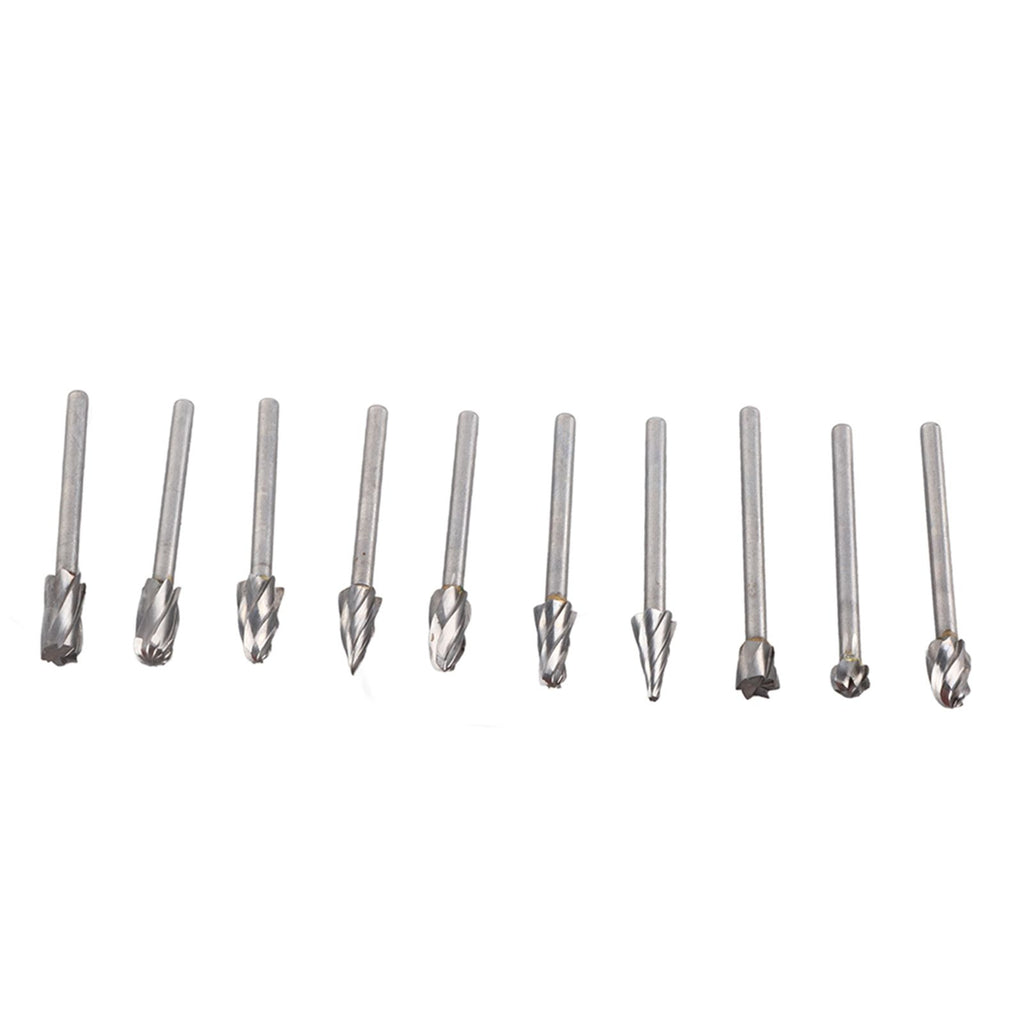 10Pcs Carbide Burr Set Alloy Tungsten Steel High Hardness Wide Application for Dremel Wood Carving Bits for Woodworking