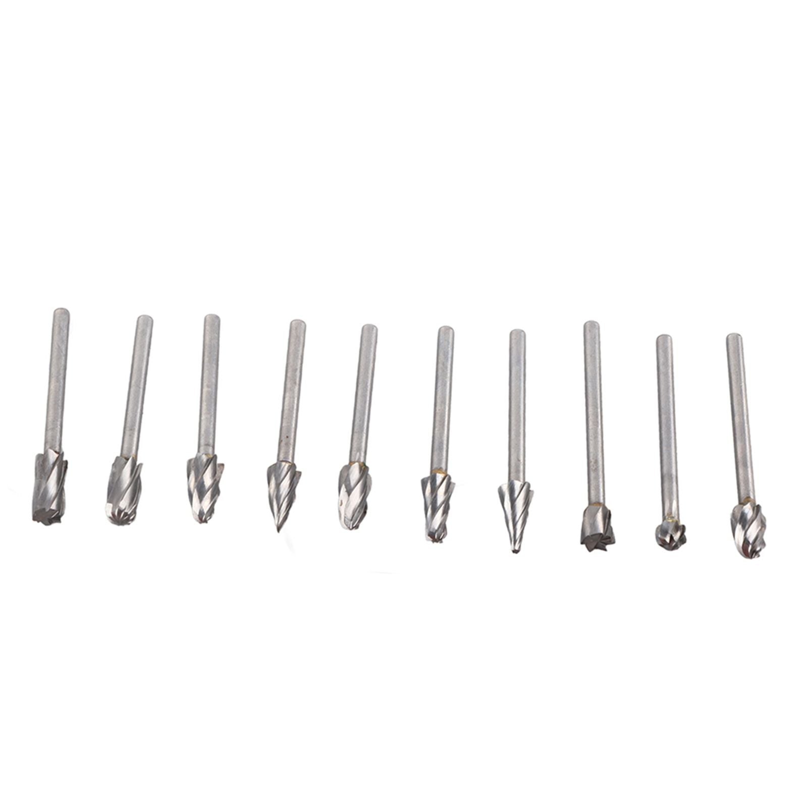 10Pcs Carbide Burr Set Alloy Tungsten Steel High Hardness Wide Application for Dremel Wood Carving Bits for Woodworking