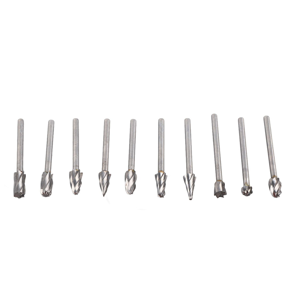 10Pcs Carbide Burr Set Alloy Tungsten Steel High Hardness Wide Application for Dremel Wood Carving Bits for Woodworking
