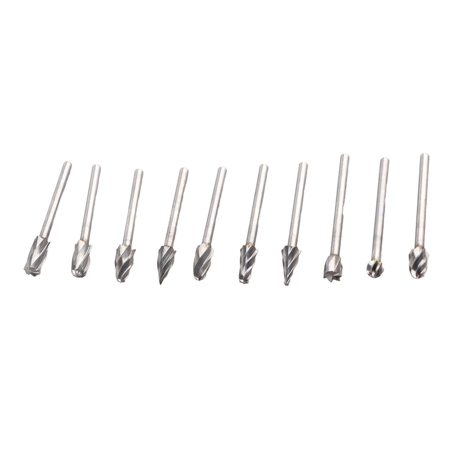 10Pcs Carbide Burr Set Alloy Tungsten Steel High Hardness Wide Application for Dremel Wood Carving Bits for Woodworking