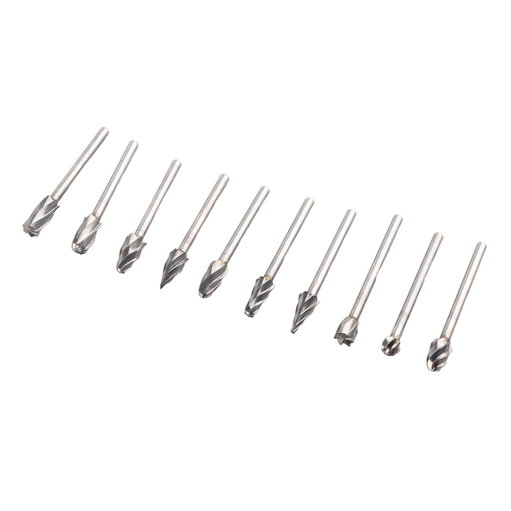 10Pcs Carbide Burr Set Alloy Tungsten Steel High Hardness Wide Application for Dremel Wood Carving Bits for Woodworking