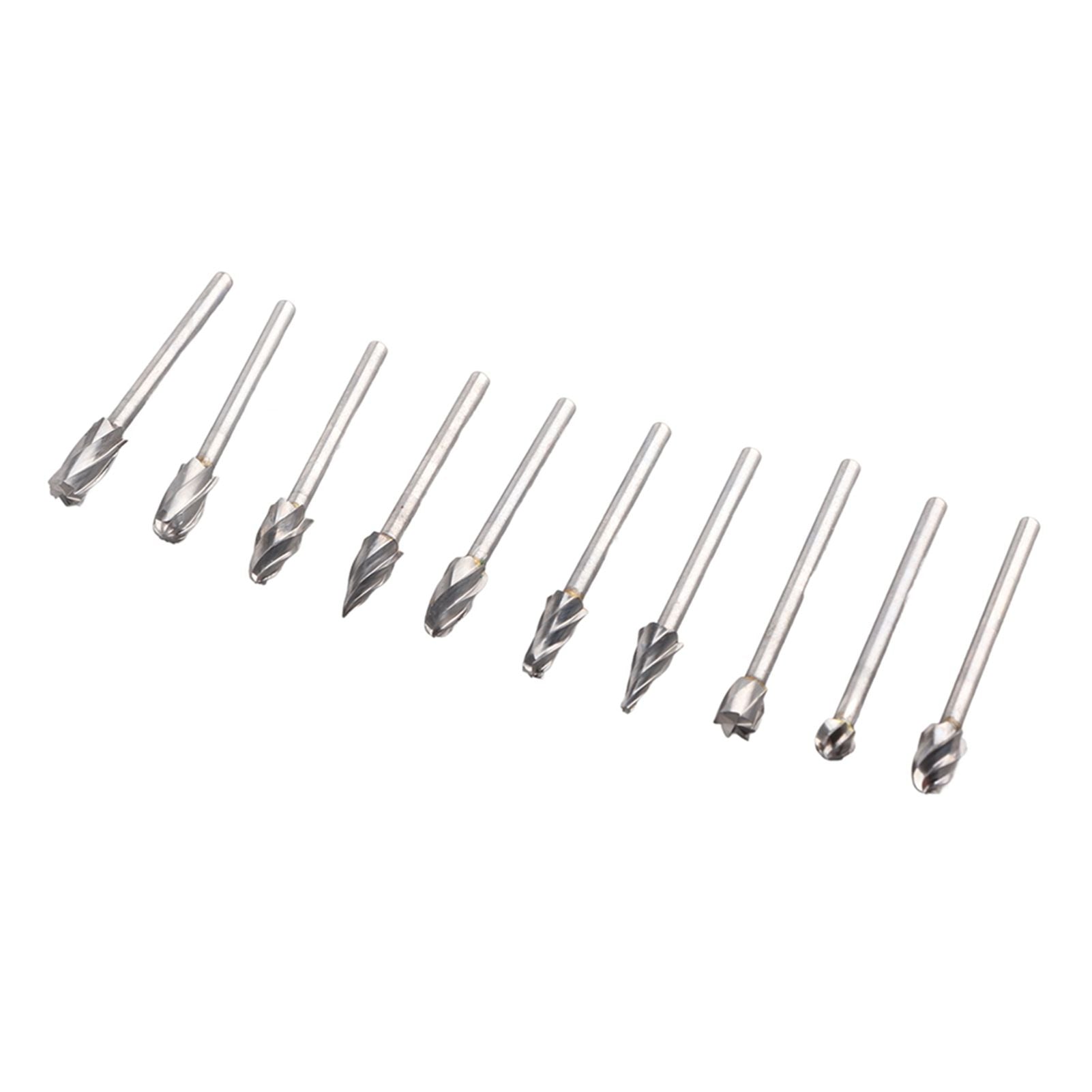 10Pcs Carbide Burr Set Alloy Tungsten Steel High Hardness Wide Application for Dremel Wood Carving Bits for Woodworking