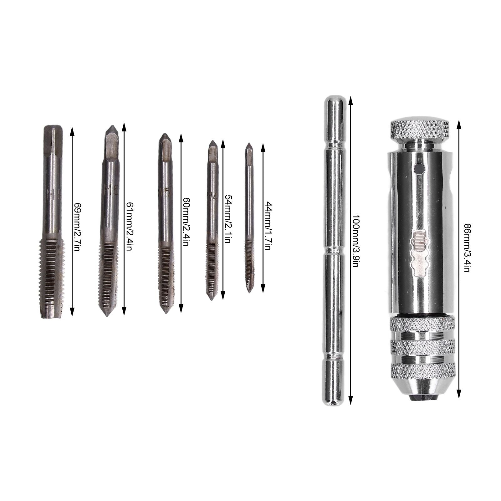 Ratchet Tap Wrench Rigid Hold 3 Positions Gear Box Adjustable Various Tap Sizes T Handle Tap Wrench for Faucet Reamer