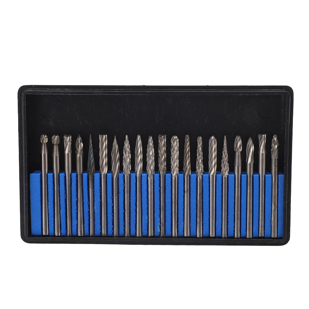 20pcs Rotary Burr Set 3mm Shank Tungsten Steel for Woodworking Carving Polishing Grinding