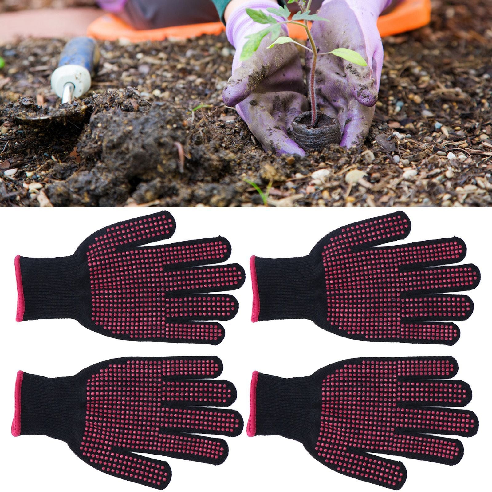 2 Pairs Cut Resistant Gloves Kitchen Gardening Safety Protection Tool for Wood CarvingPink 25cm