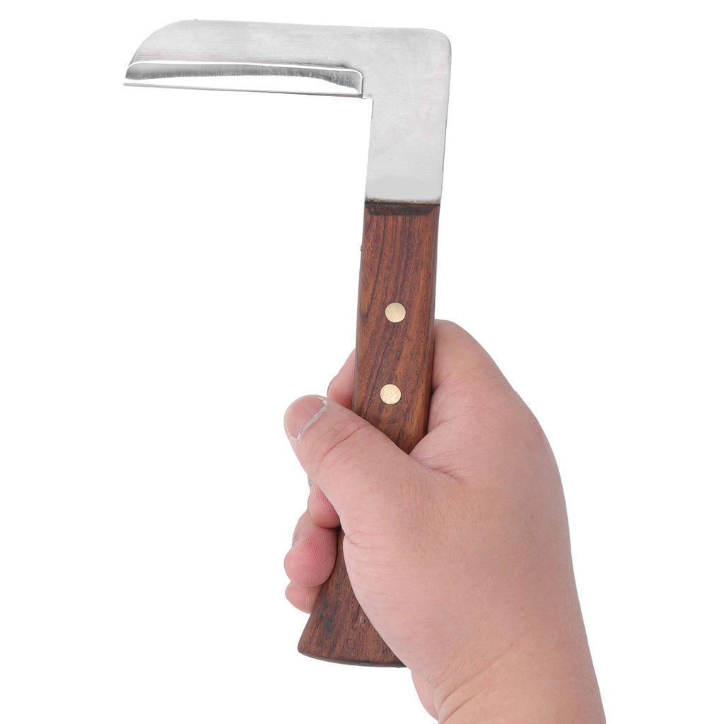 Steel L Shape Hoof Knife Ergonomic Curved Handle Hoof Trimming Tool for Farm Horse Single Blade On Right Hand