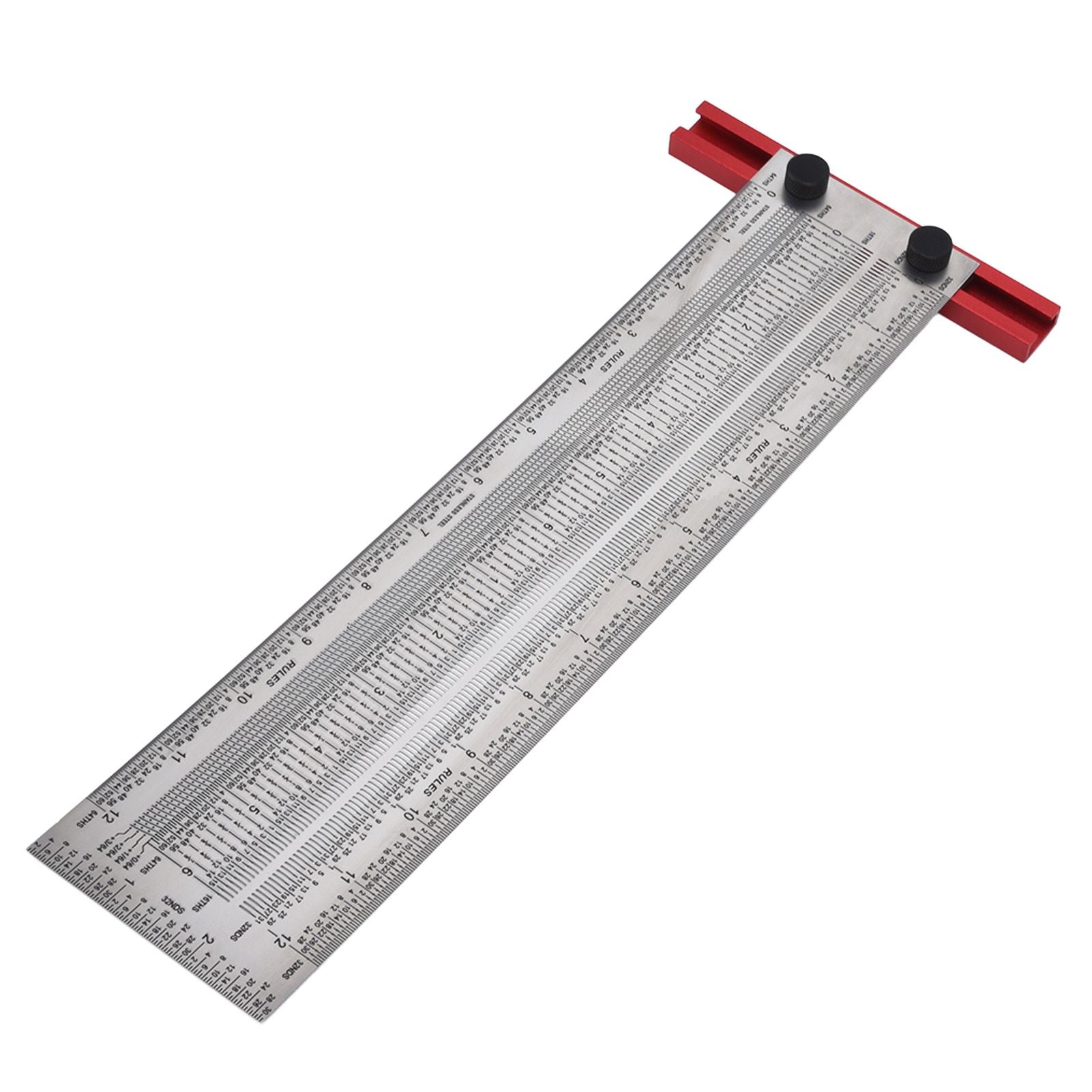 T Rule Stainless Steel Silver Scribing Ruler Woodworking Measuring Tool Positioning Gauge 12in