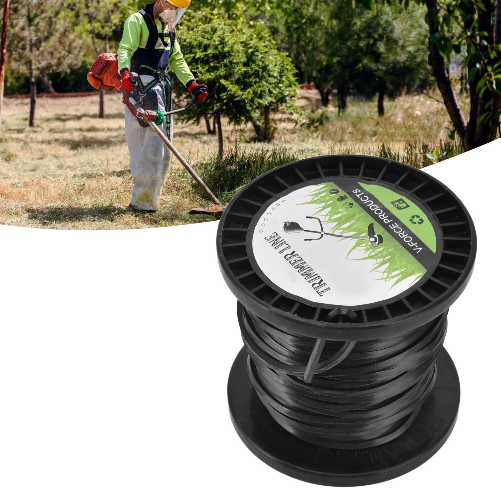 3.3mm String Trimmer Line High Cutting Efficiency Low Noise Quadrate Black Trimmer Line for Most Lawn Mowers Farm 30m