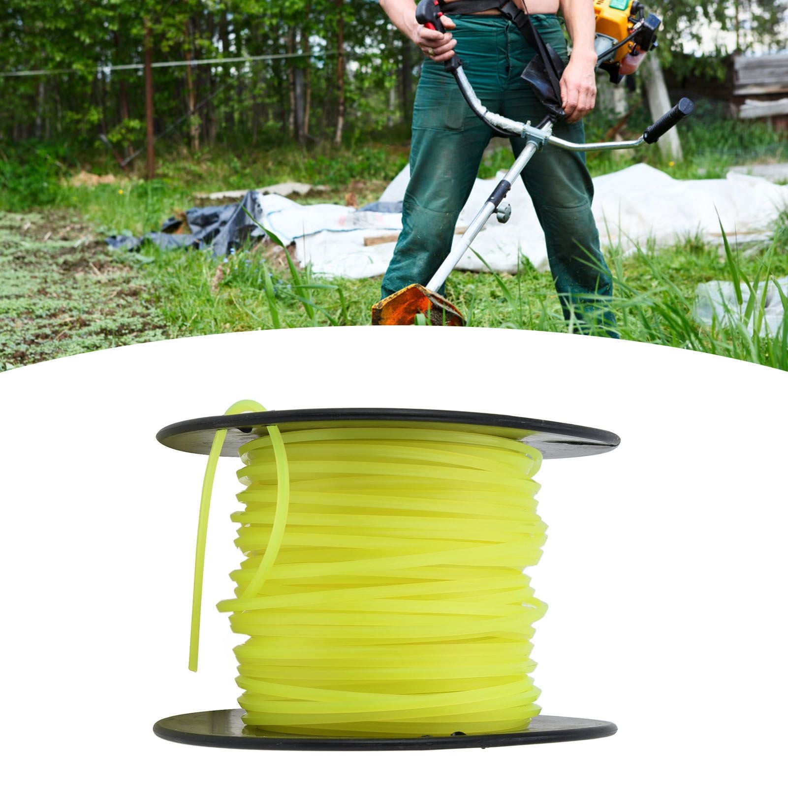 3mm String Trimmer Line Quadrate Grass Trimmer Line Lawn Mower Line for Husqvarna Yellow 50m / 164.0ft
