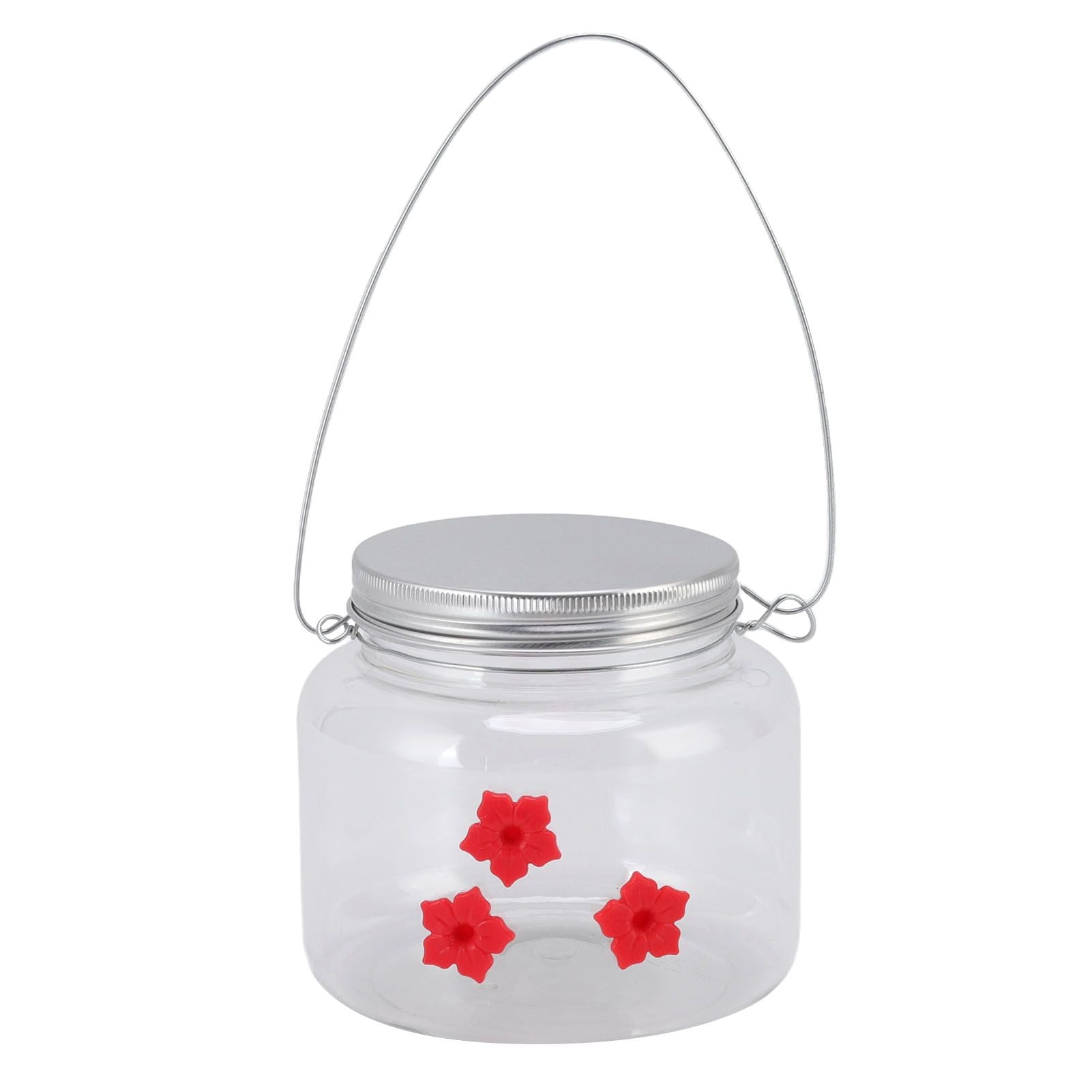 Hanging Bird Feeder 475ml Unique Red Flowers Design 3 Feeding Ports Wide Opening Easy Filling Bird Feeder