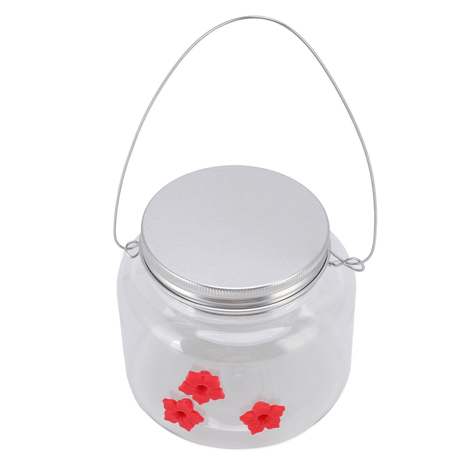 Hanging Bird Feeder 475ml Unique Red Flowers Design 3 Feeding Ports Wide Opening Easy Filling Bird Feeder