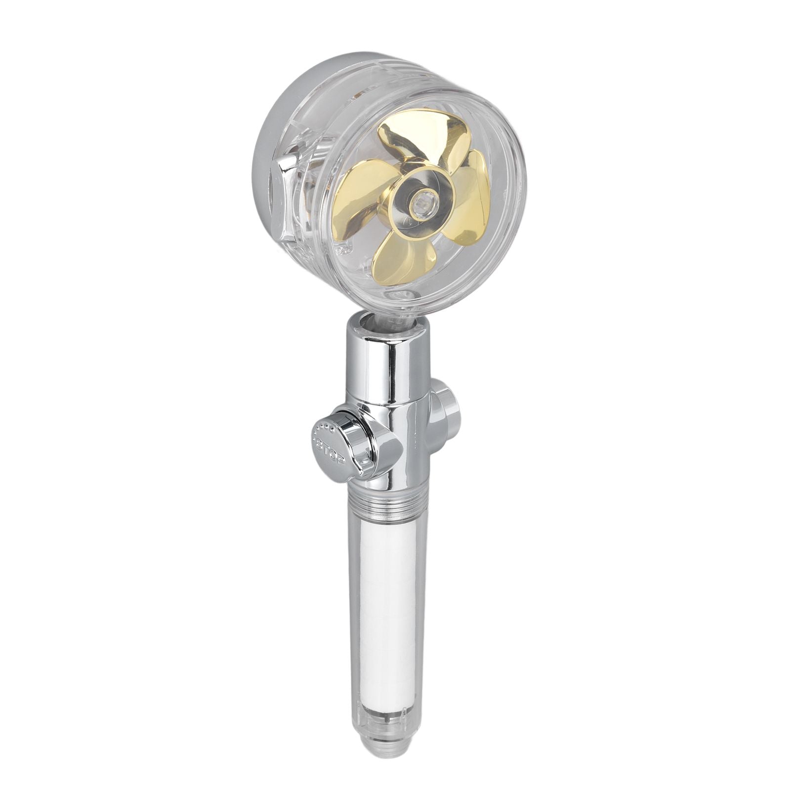 Propeller Shower Head Vortex Hydro Jet 360° Rotating Handheld with Pause Switch Filter G1/2