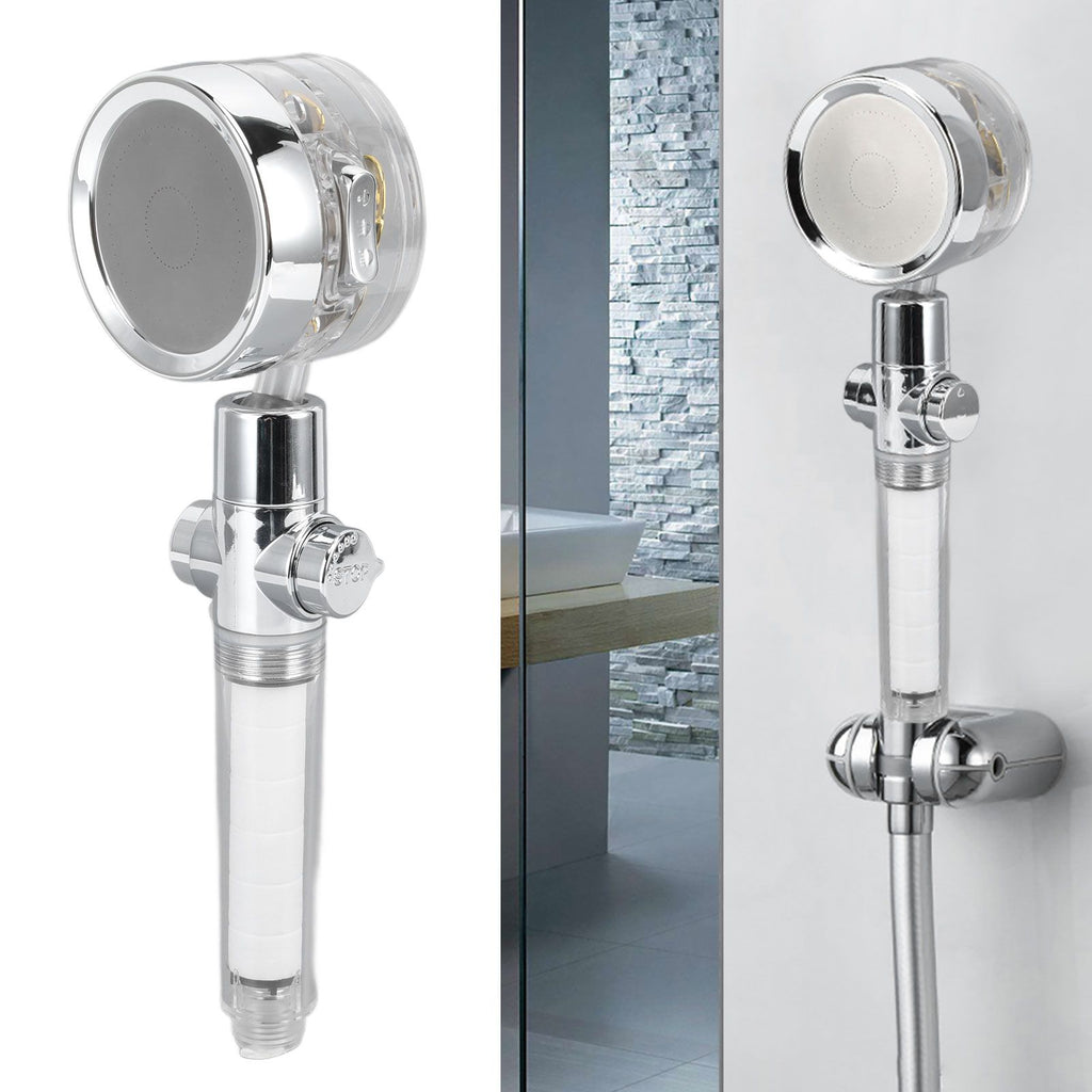 Propeller Shower Head Vortex Hydro Jet 360° Rotating Handheld with Pause Switch Filter G1/2